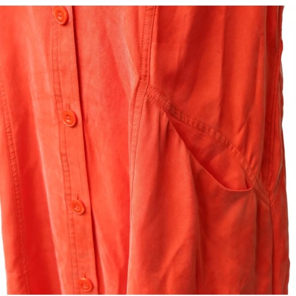 Soft Sorroundings orange shimmery cascade sleeveless button up Dress - Picture 5 of 8